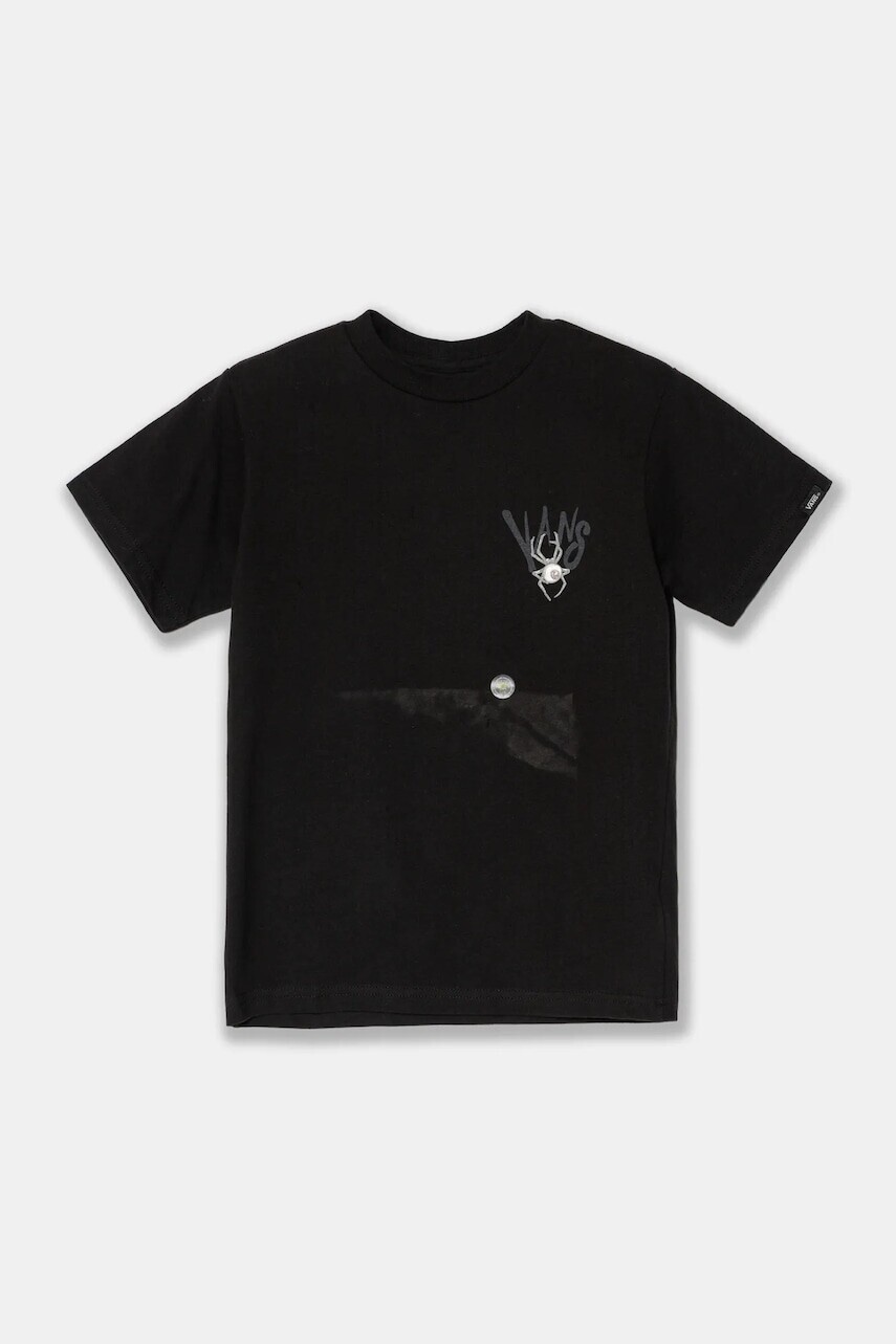 Detské bavlnené tričko Vans KD Aractno čierna farba, s potlačou, VN000JXFBLK1