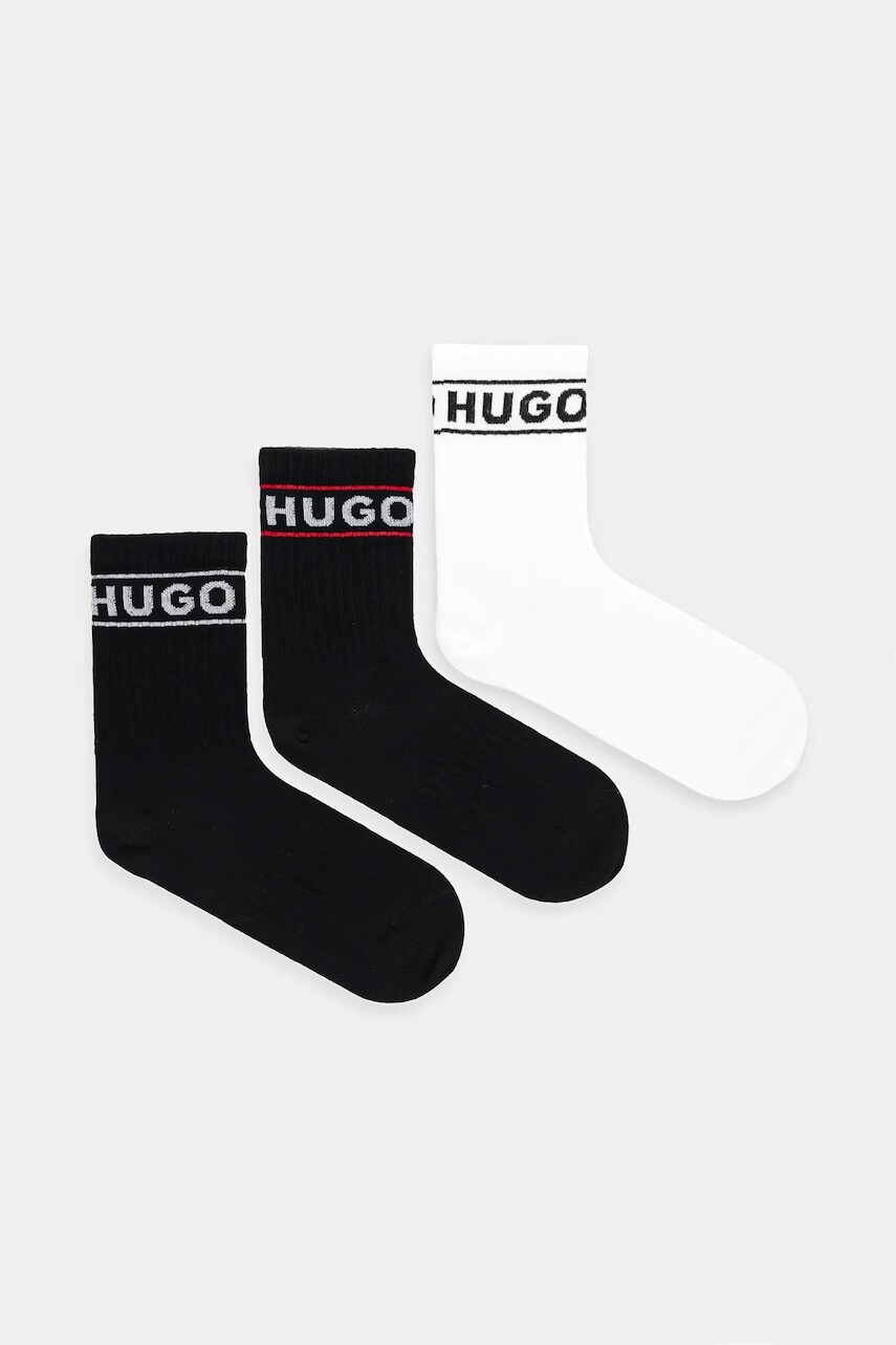 Ponožky HUGO 3-pak dámske, čierna farba, 50517669
