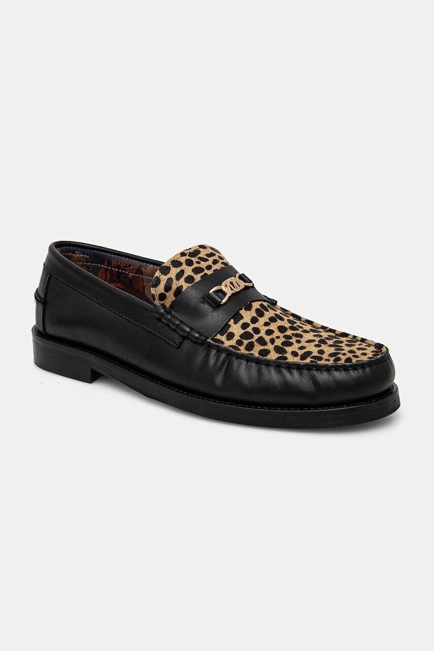 Kožené mokasíny Naked Wolfe Roma pánske, čierna farba, Roma Leopard Hair