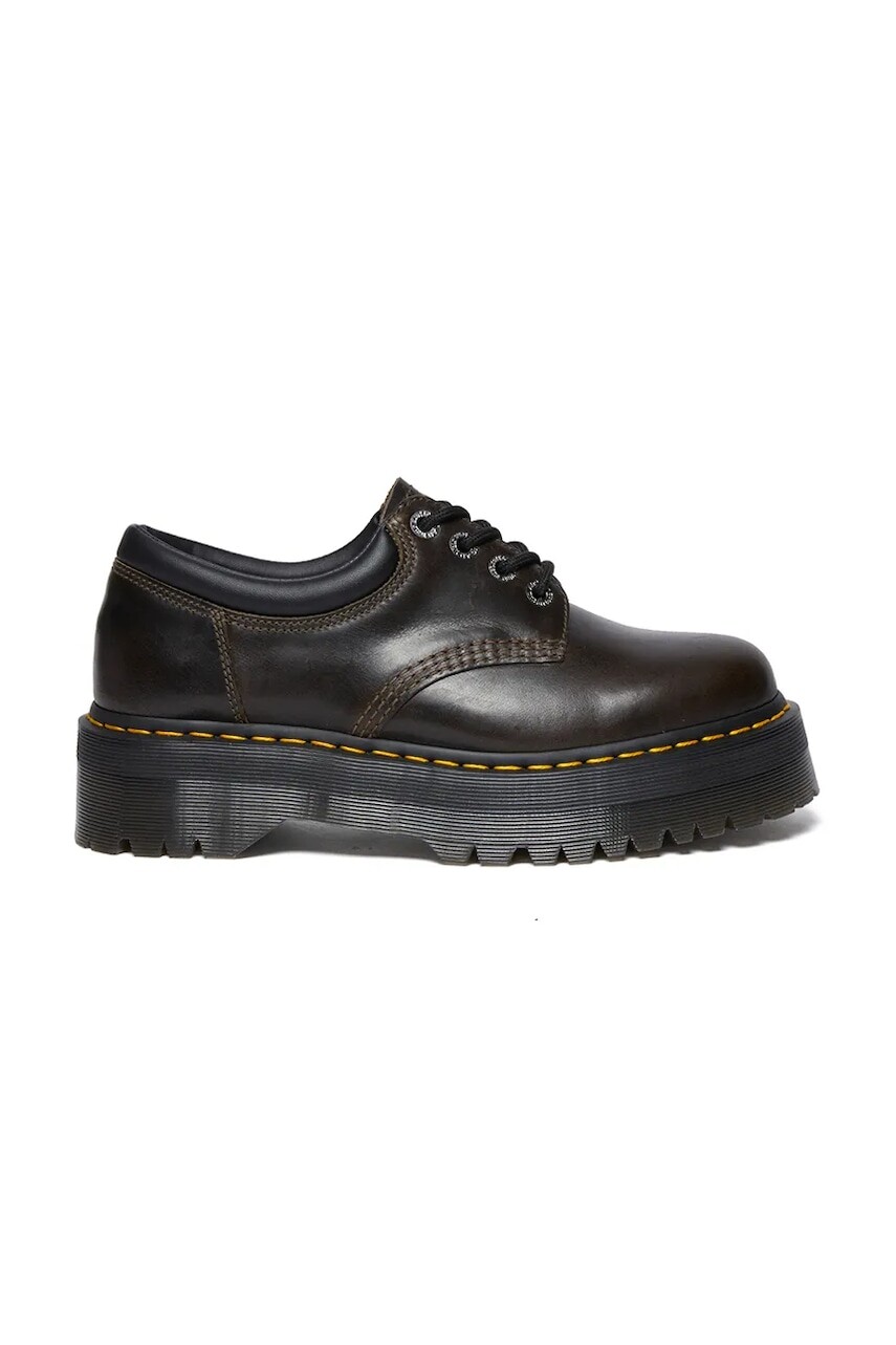 Kožené poltopánky Dr. Martens 8053 Quad hnedá farba, na platforme, DM32011302
