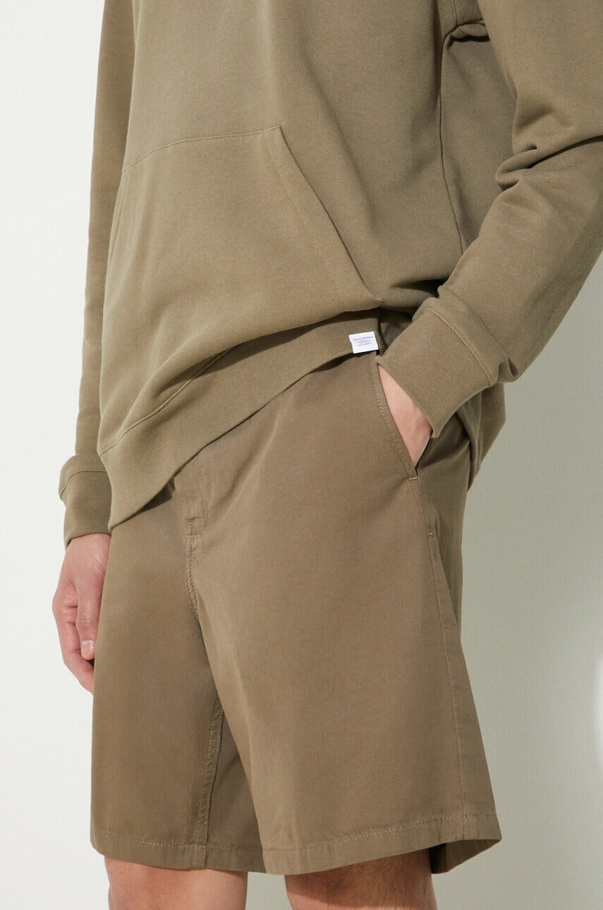 Bavlnené šortky Norse Projects Aros Regular Organic zelená farba, N35.0597.8076