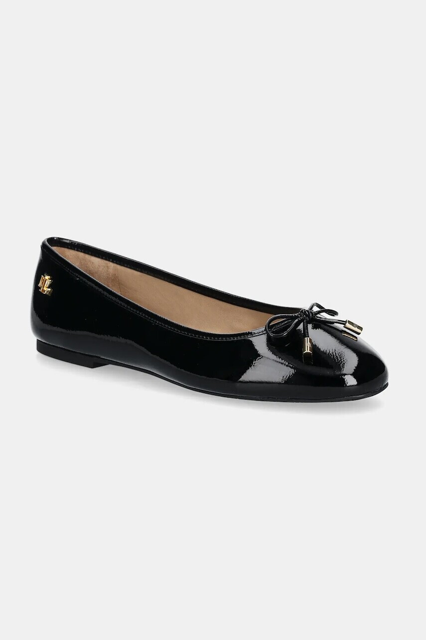 Kožené balerínky Lauren Ralph Lauren Jayna čierna farba, 802956765001