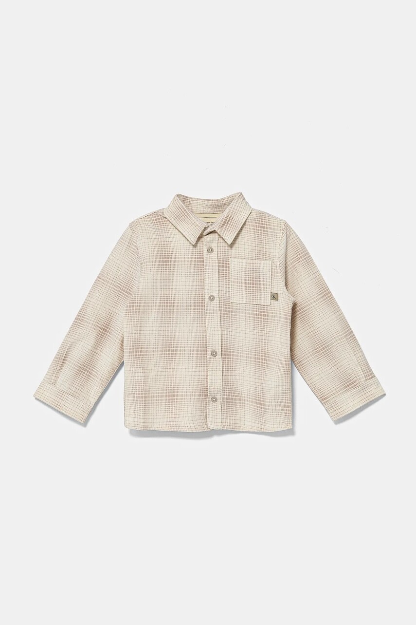 Detská košeľa Calvin Klein Jeans béžová farba, IN0IN00272