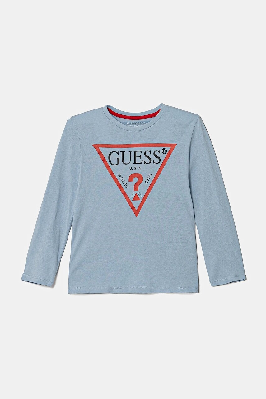Detská bavlnená košeľa s dlhým rukávom Guess s potlačou, N84I24 K8HM0