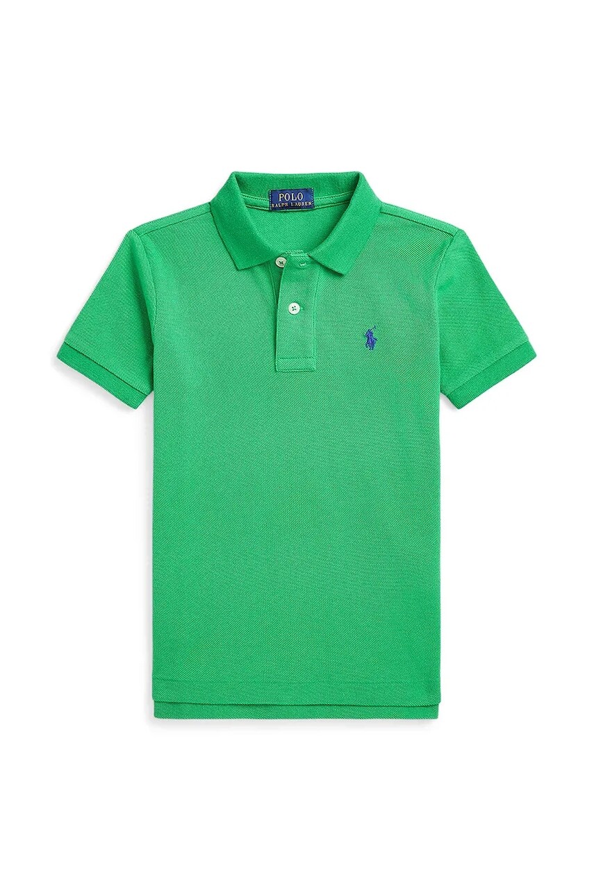 Detská bavlnená polokošeľa Polo Ralph Lauren zelená farba, jednofarebná, 322703632183