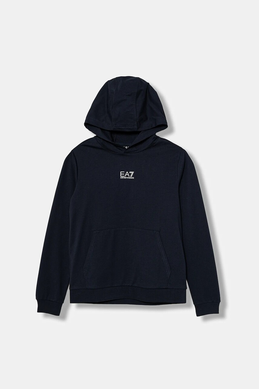 Detská bavlnená mikina EA7 Emporio Armani biela farba, s potlačou, 7B000024 AF10380