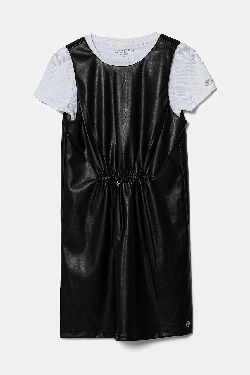 Dievčenské šaty Guess čierna farba, mini, áčkový strih, J5RK34 K8GF0