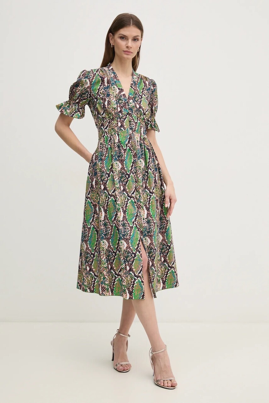 Šaty DIANE VON FURSTENBERG čierna farba, midi, áčkový strih, DVFDS4S002