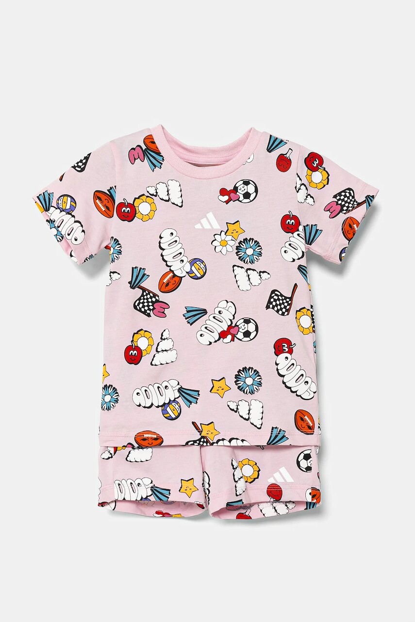 Detská bavlnená súprava adidas ružová farba, JI6235