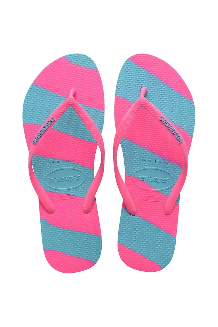 Šľapky Havaianas SLIM COLOR FUN dámske, ružová farba, na plochom podpätku, 4149323-5569