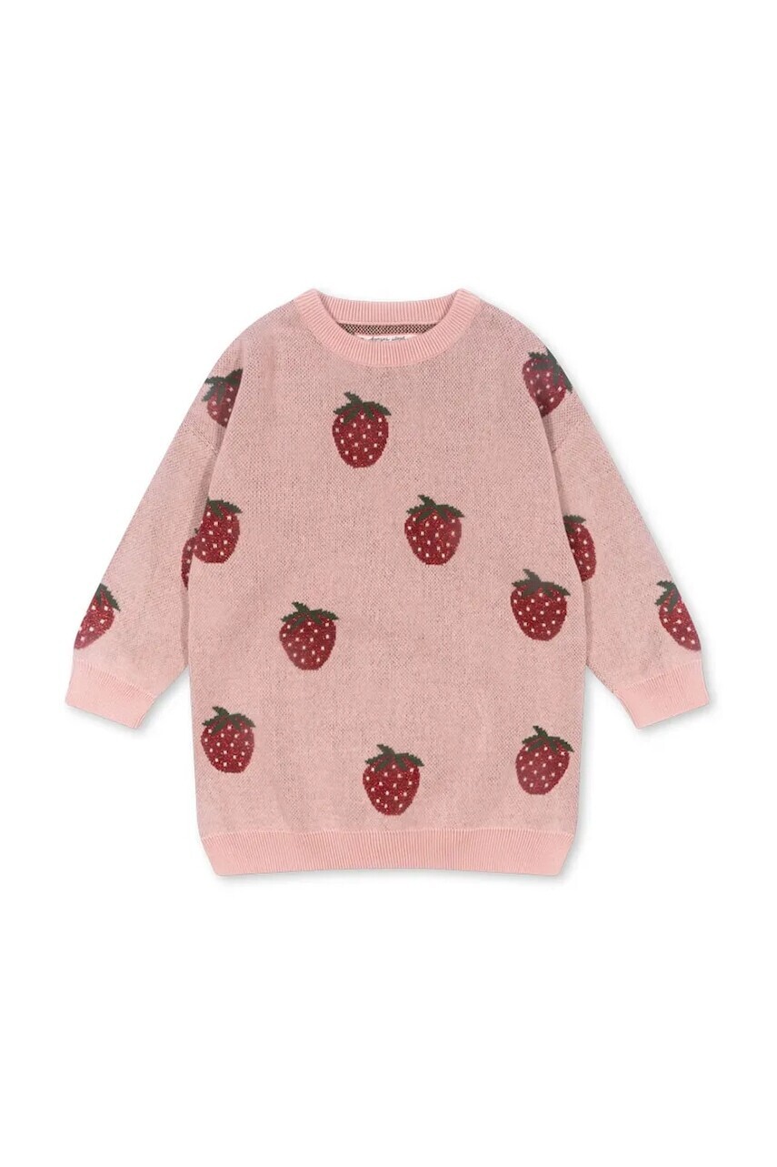 Dievčenské šaty Konges Sløjd LAPIS LUREX KNIT DRESS ružová farba, mini, rovný strih, KS102262