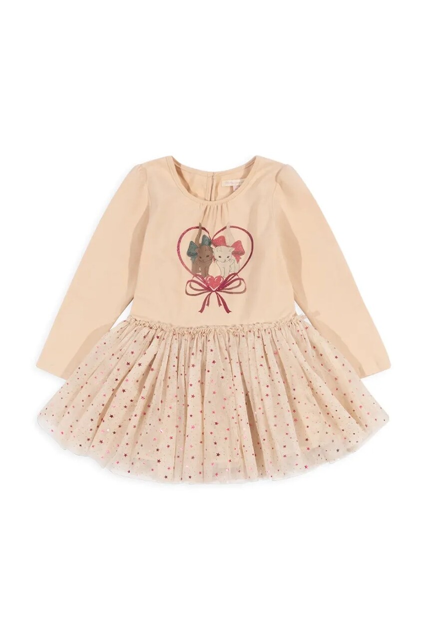 Dievčenské šaty Konges Sløjd FAIRY BALLERINA DRESS béžová farba, mini, áčkový strih, KS102721