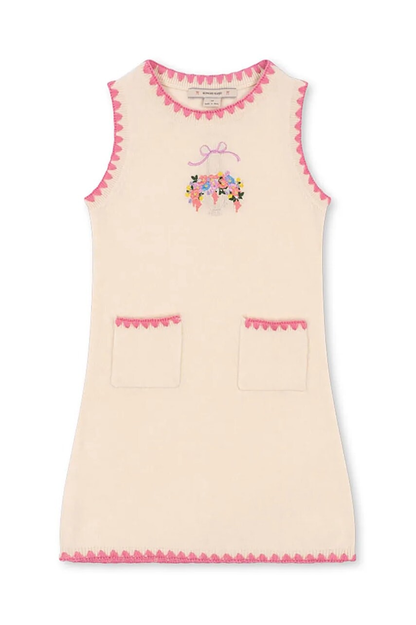 Detské vlnené šaty Konges Sløjd COLLETTE KNIT DRESS béžová farba, mini, rovný strih, KS102822