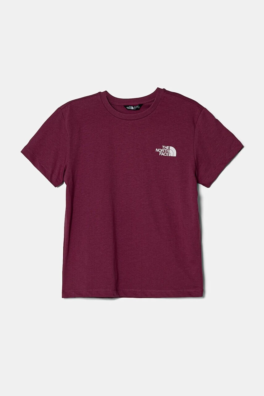 Detské bavlnené tričko The North Face BOX NSE S/S RELAXED TEE ružová farba, NF0A8CJB6EO1