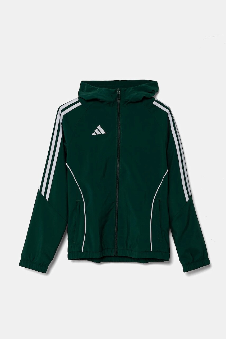 Detská mikina adidas Performance zelená farba, s kapucňou, vzorovaná, IM8796