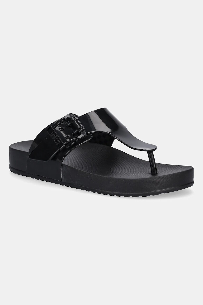 Šľapky Melissa MELISSA COZY FLIP FLOP AD dámske, čierna farba, na plochom podpätku, M 35933.BC910