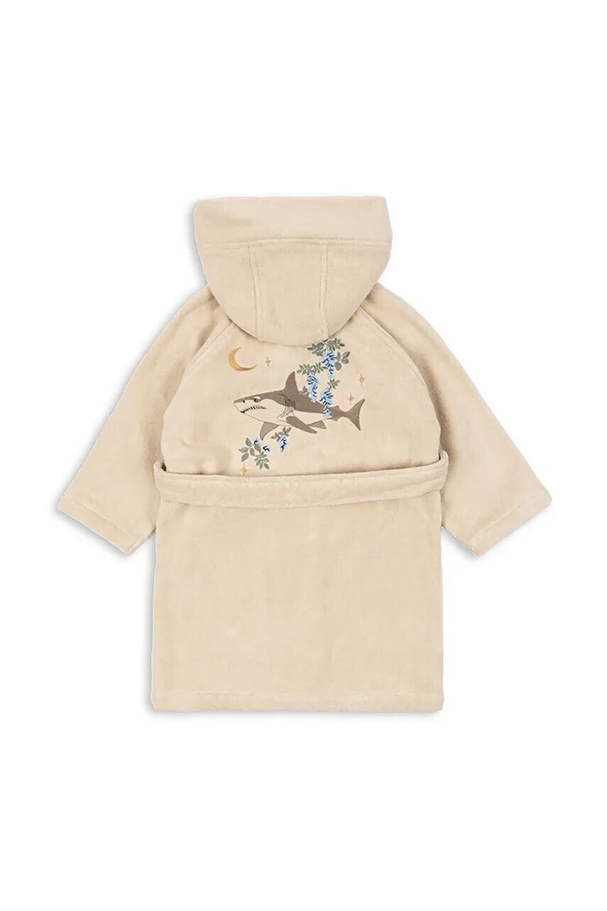 Detský bavlnený župan Konges Sløjd TERRY BATHROBE EMBROIDERY GOTS béžová farba, KS102808