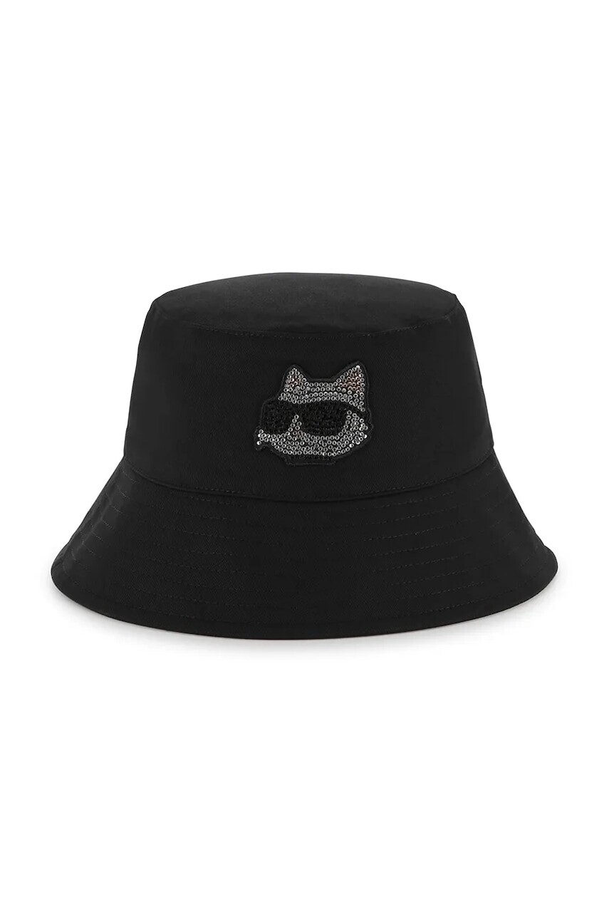 Detský bavlnený klobúk Karl Lagerfeld čierna farba, bavlnený, Z30397
