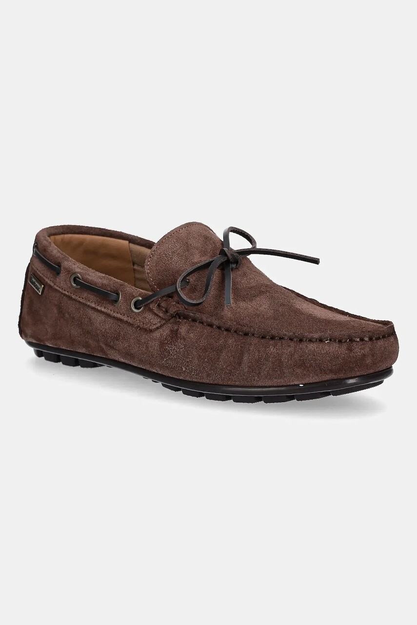 Semišové mokasíny Barbour Courage pánske, hnedá farba, MFO0796BR95