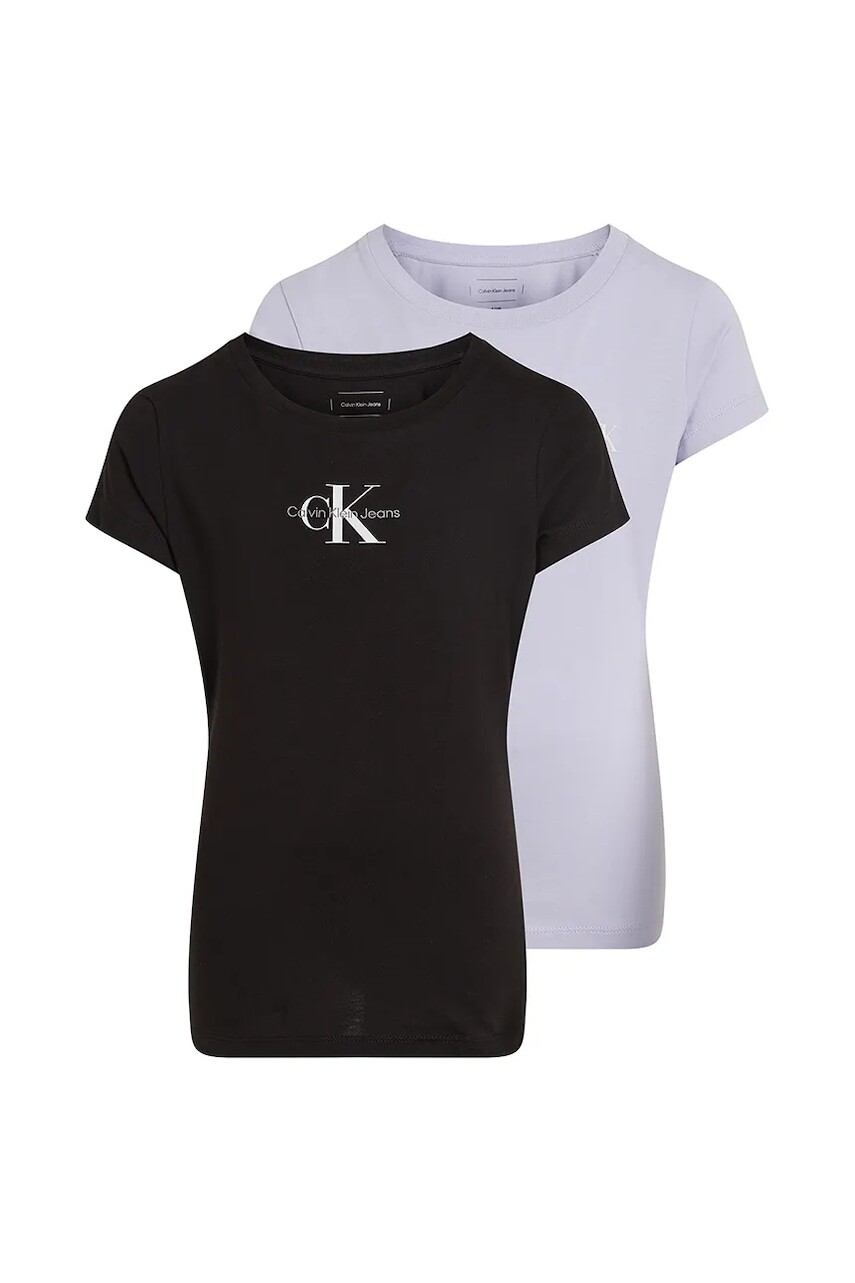 Detské bavlnené tričko Calvin Klein Jeans 2-pak čierna farba, IG0IG02860