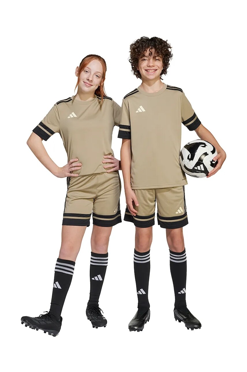 Detské krátke nohavice adidas Performance zelená farba, s nášivkou, nastaviteľný pás JP3418