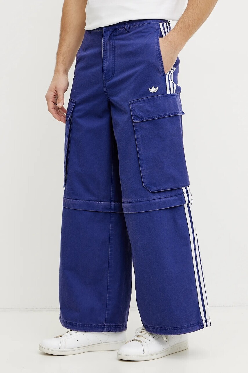 Bavlnené nohavice adidas Originals CARGO PANTS pánske, fialová farba, rovné, JY6294