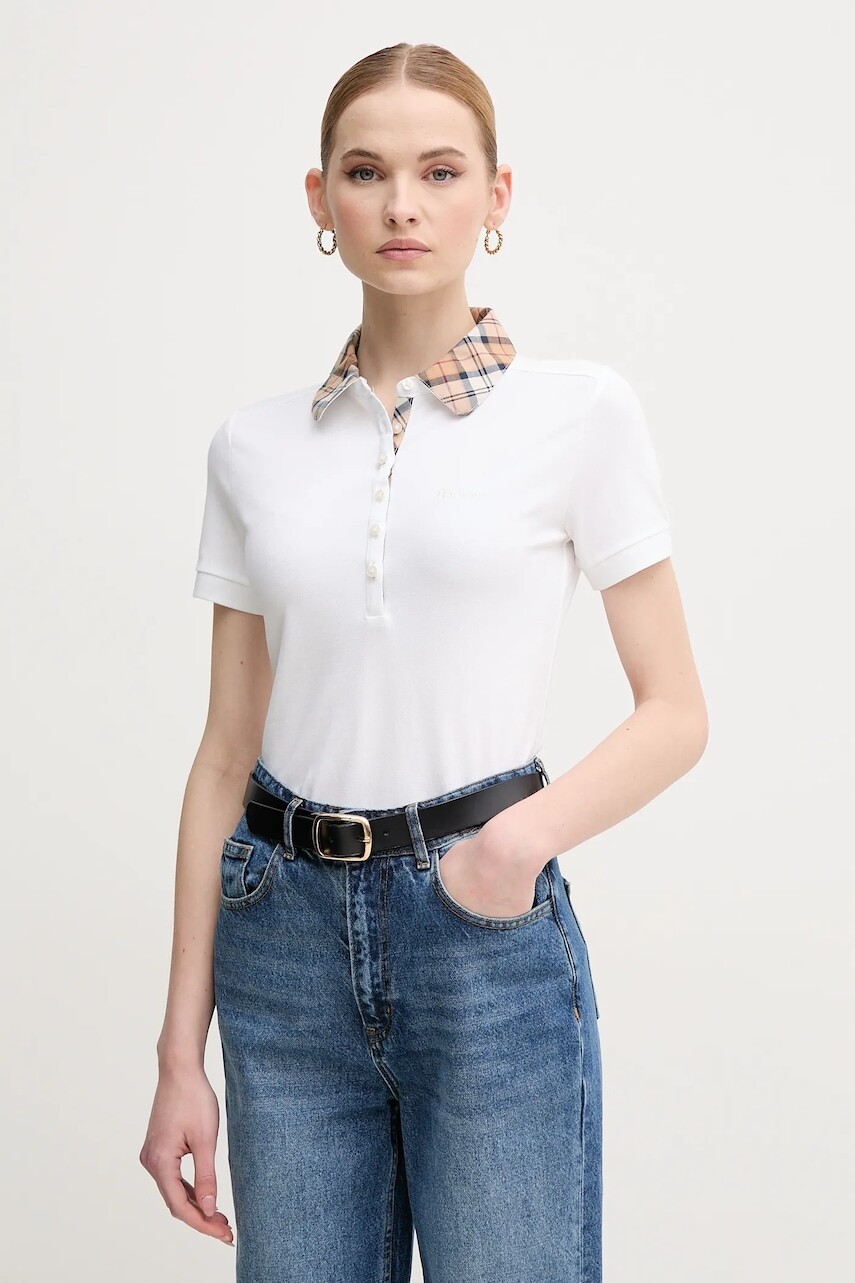 Polo tričko Barbour Malvern dámske, biela farba, LML0633WH33