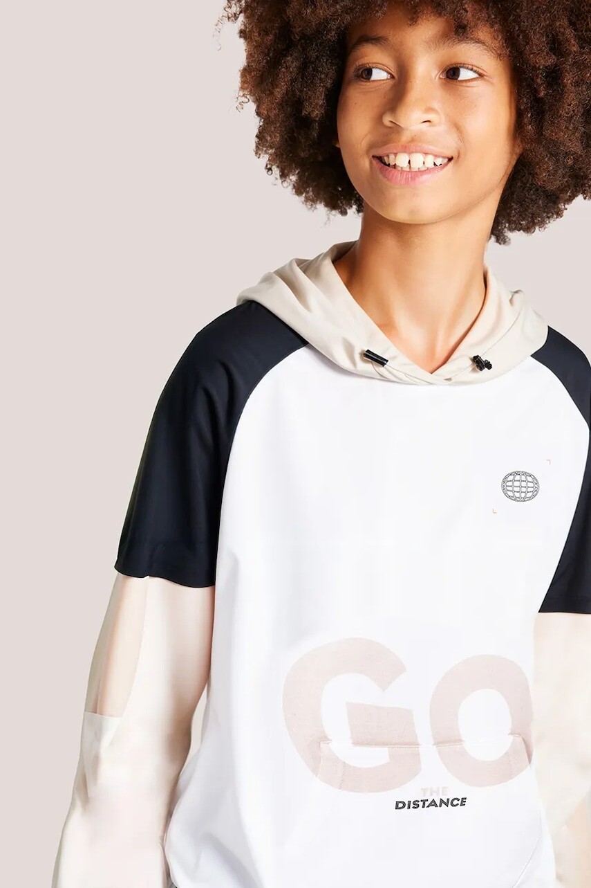 Detská mikina Mayoral béžová farba, s kapucňou, vzorovaná, 6482