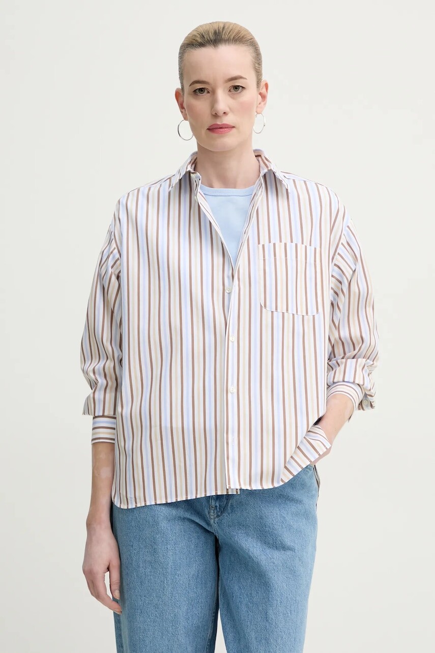 Bavlnená košeľa A.P.C. chemise stephanie dámska, voľný strih, s klasickým golierom, COHEI.F12605