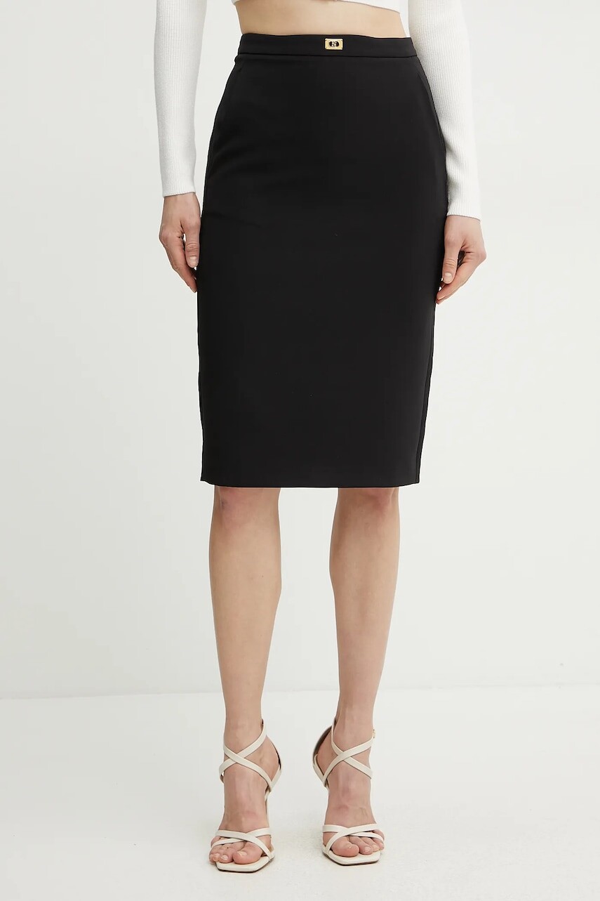 Sukňa Elisabetta Franchi čierna farba, midi, puzdrová, GO09951E2