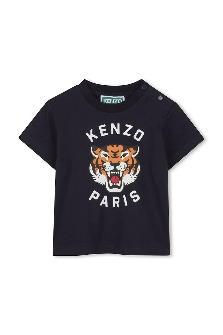 Detské bavlnené tričko Kenzo Kids tmavomodrá farba, s potlačou, K60971