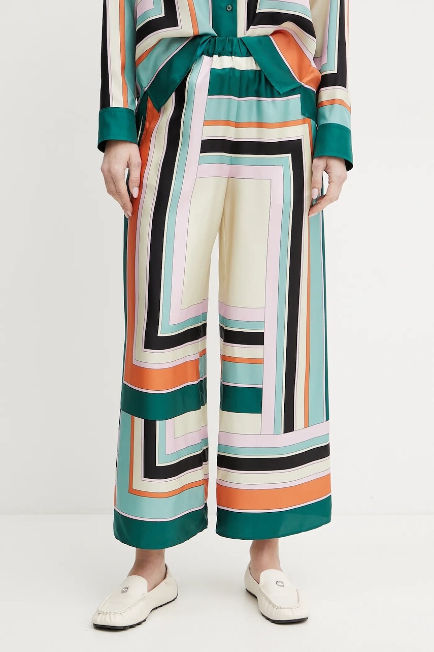 Hodvábne nohavice Weekend Max Mara dámske, viac farieb, široké, vysoký pás, 2515131051600