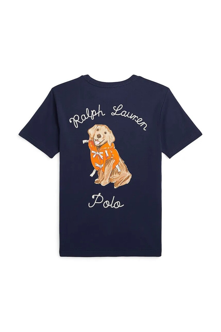 Detské bavlnené tričko Polo Ralph Lauren tmavomodrá farba, s potlačou, 323964136001