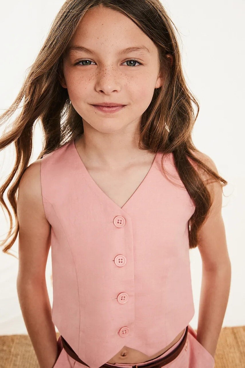 Detská ľanová vesta Twinset ružová farba, 251GJ2402