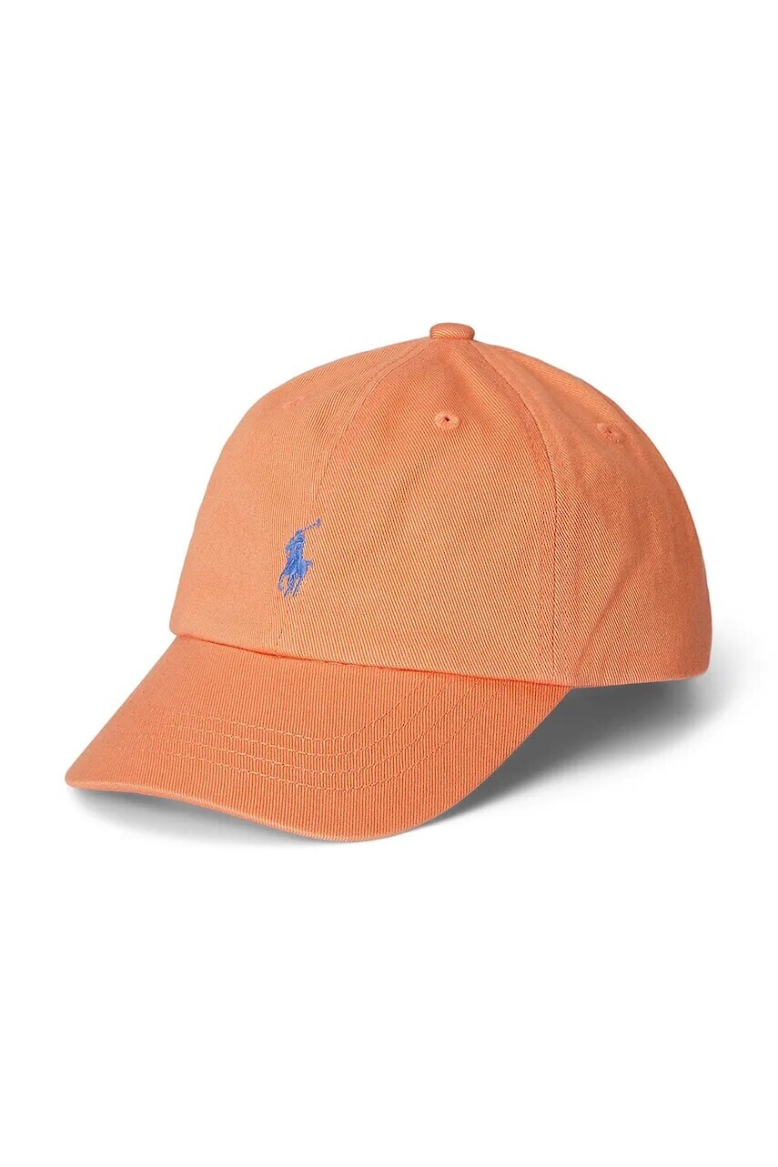 Detská bavlnená šiltovka Polo Ralph Lauren oranžová farba, s nášivkou, 322785653065