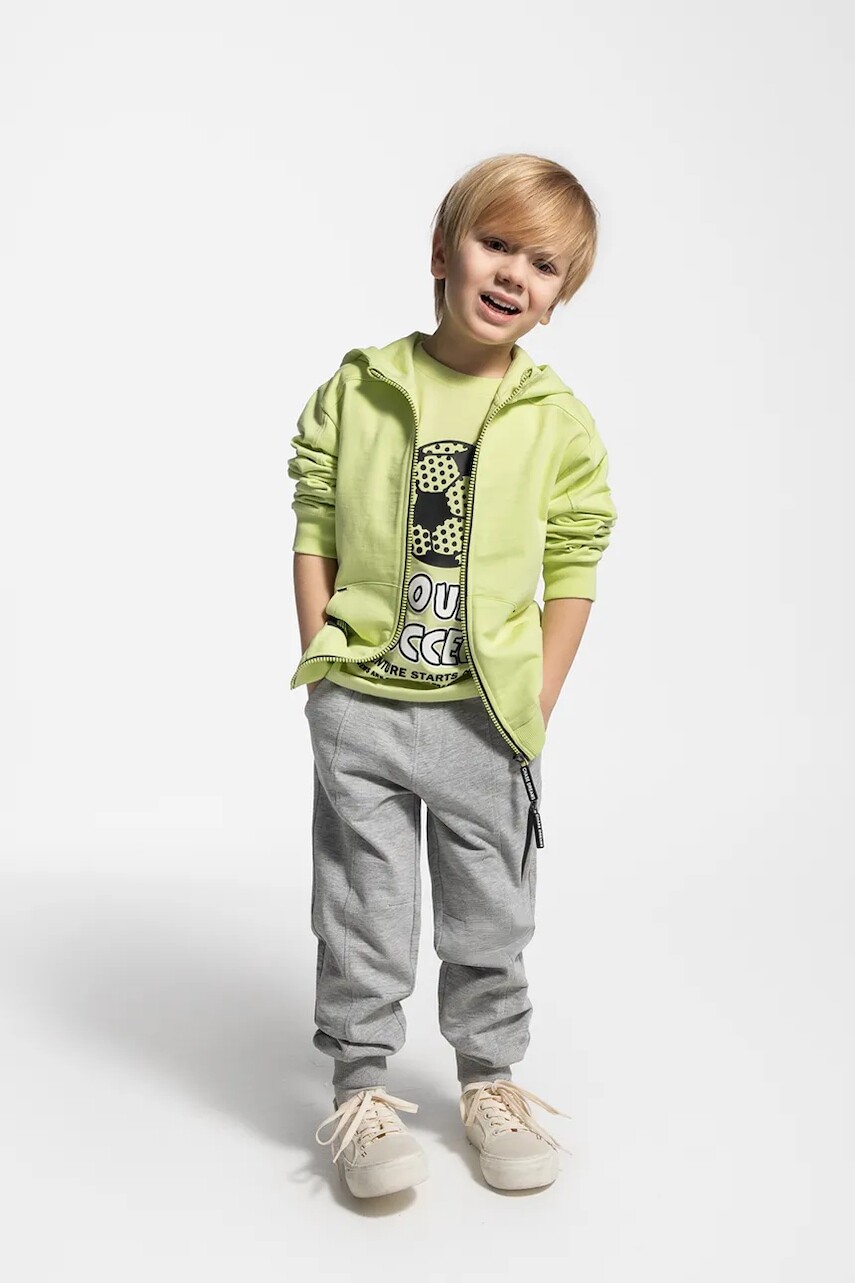 Detské bavlnené tepláky Coccodrillo šedá farba, jednofarebné, MONOCHROME BOY KIDS