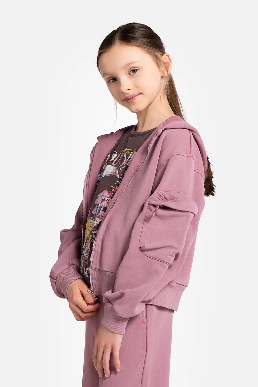 Detská mikina Coccodrillo ružová farba, s kapucňou, jednofarebná, DREAM DIARIES GIRL JUNIOR