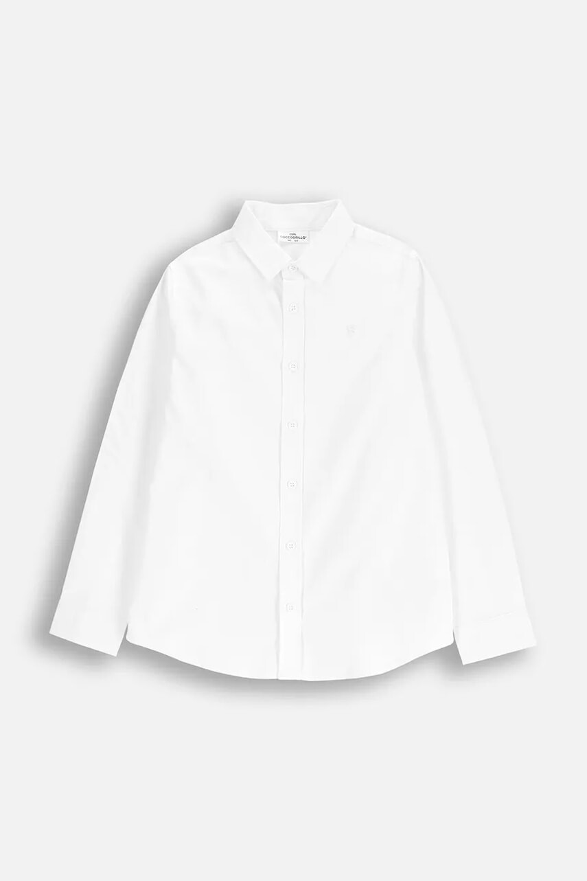 Detská bavlnená košeľa Coccodrillo biela farba, ELEGANT JUNIOR BOY