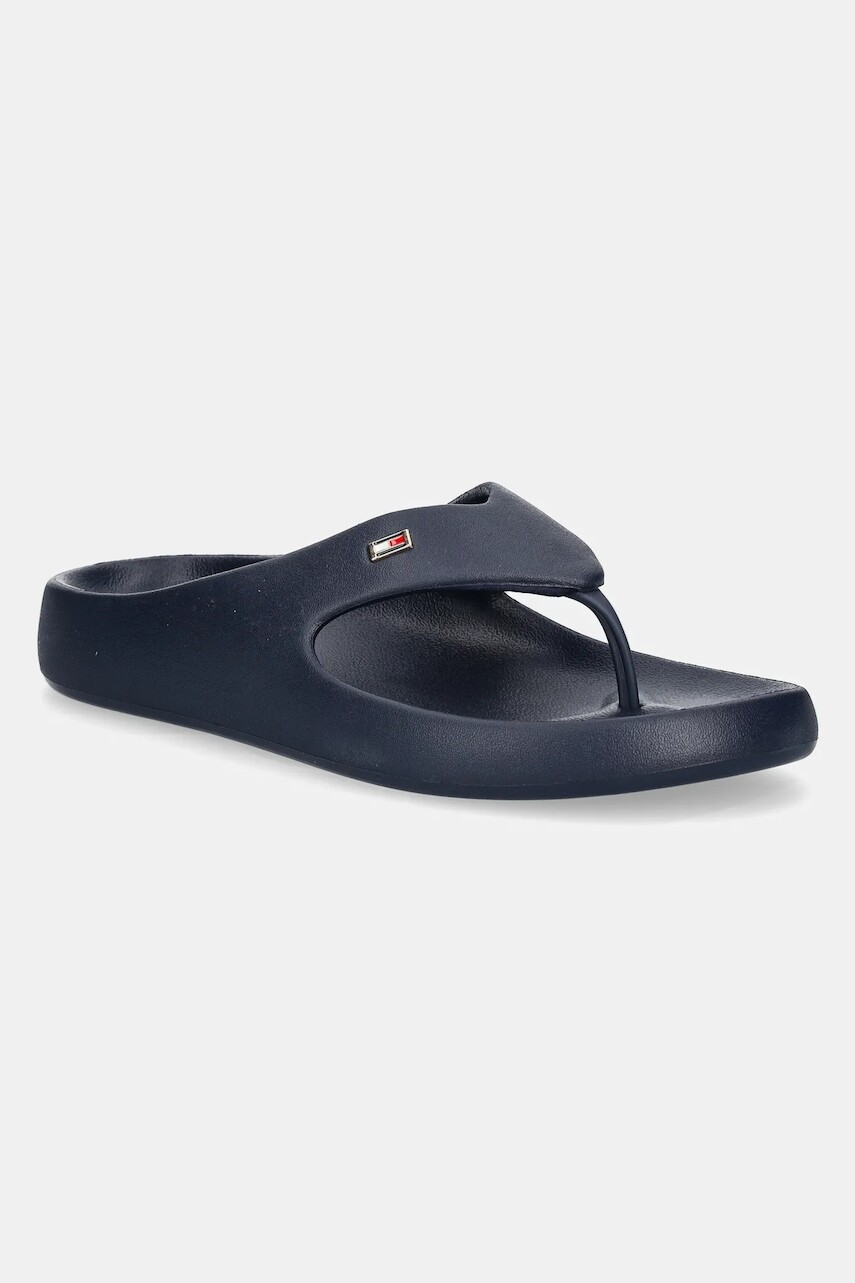 Šľapky Tommy Hilfiger TH COMFORT BEACH SANDAL dámske, tmavomodrá farba, na plochom podpätku, FW0FW08522