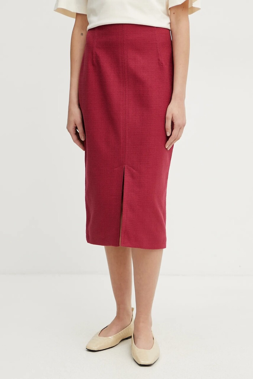 Bavlnená sukňa Weekend Max Mara červená farba, midi, rovný strih, 2515101026600