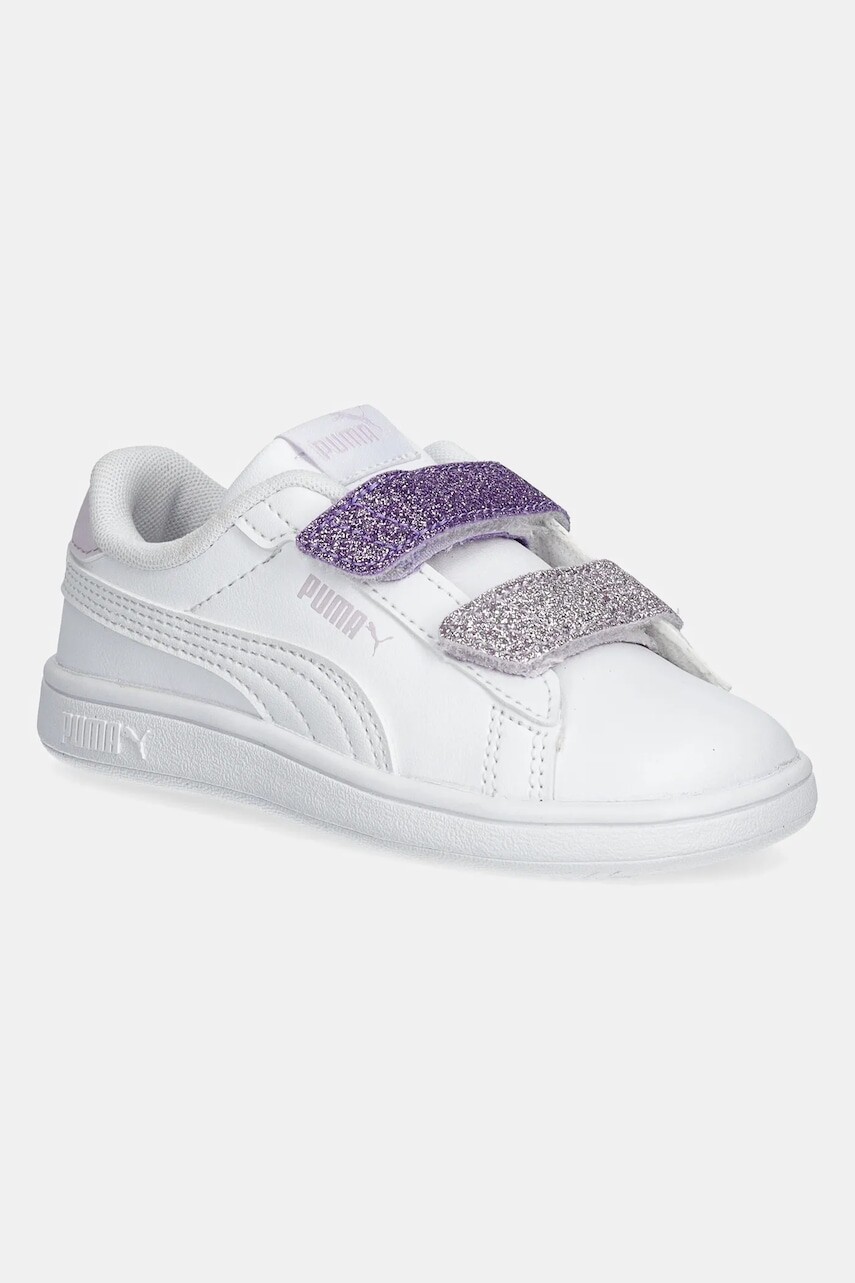 Detské tenisky Puma Smash 3.0 L Glitter Velcro V biela farba, 395610