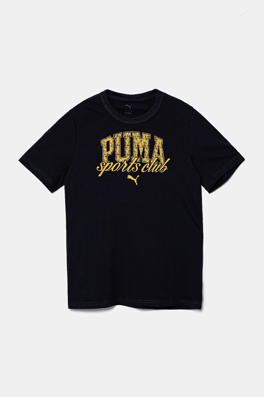 Detské bavlnené tričko Puma CLASS Graphic Tee tmavomodrá farba, s potlačou, 685814