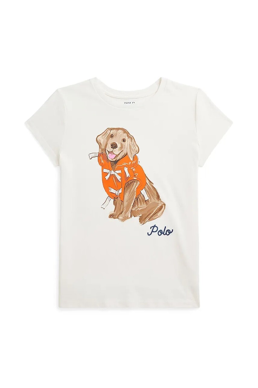Detské bavlnené tričko Polo Ralph Lauren biela farba, 313965147001