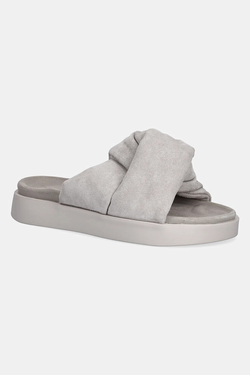 Semišové šľapky Inuikii Soft Crossed Suede dámske, šedá farba, na platforme, 1004.003.0401.030 / 70104-141