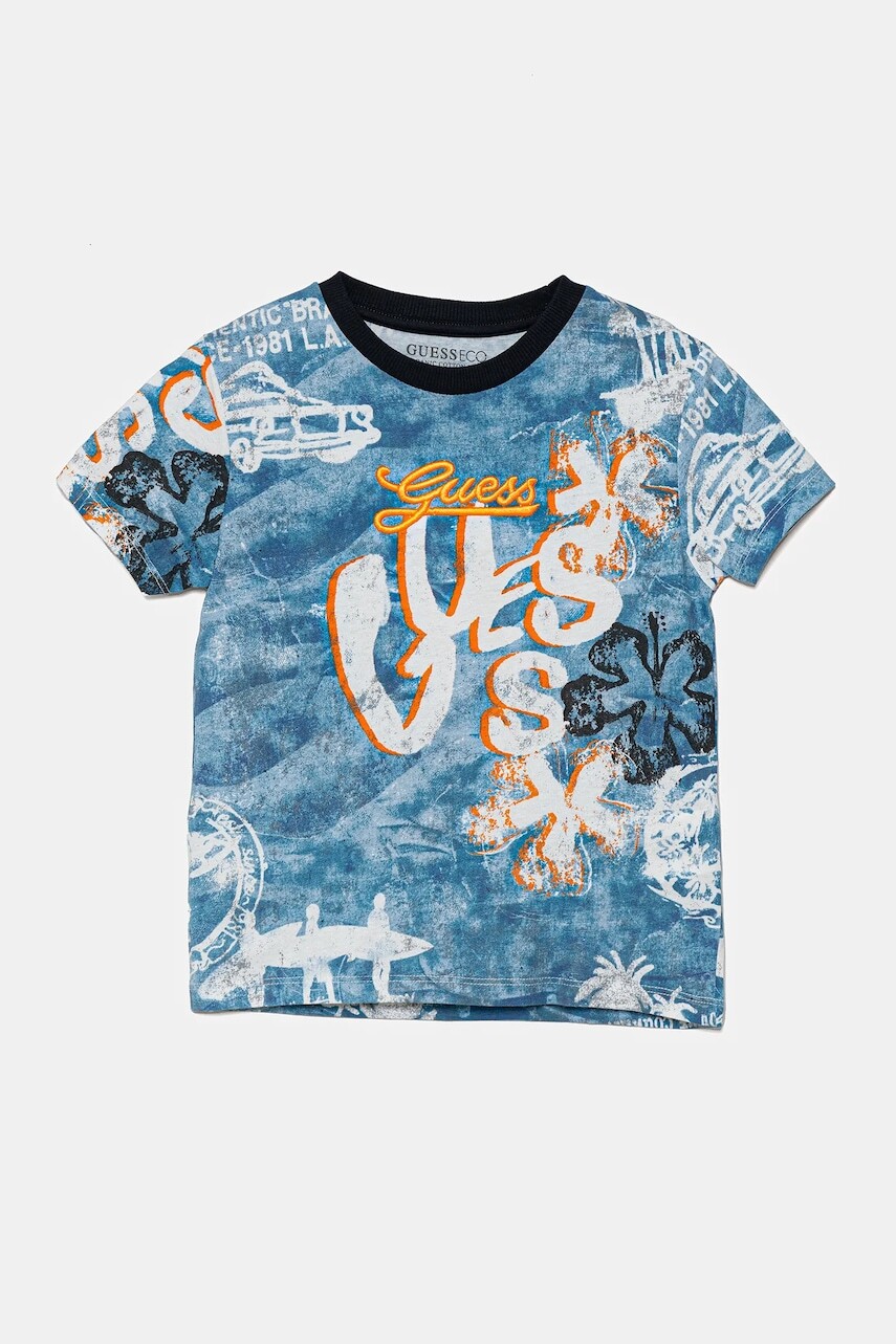 Detské bavlnené tričko Guess vzorované, N5GI19 K8HM4