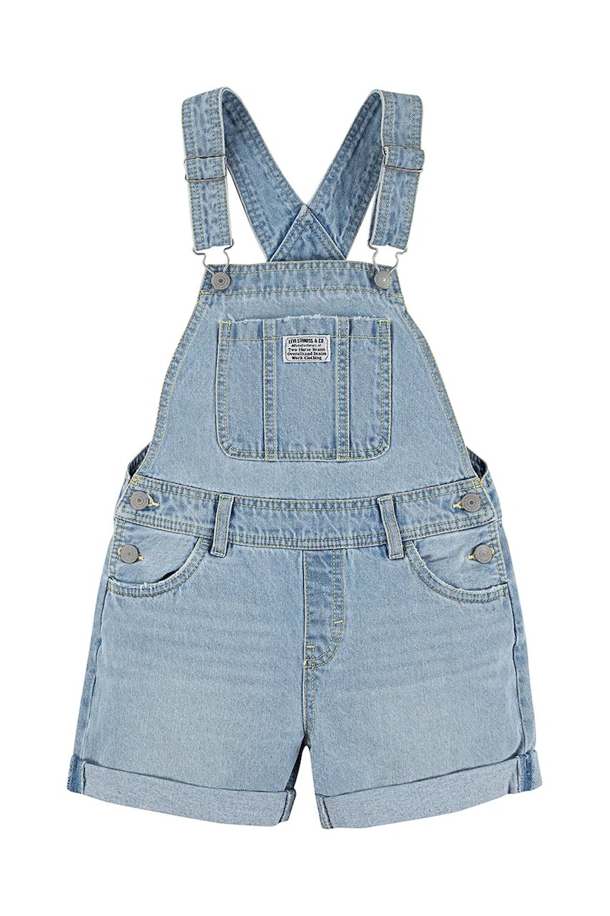 Detské rifľové nohavice na traky Levi's CLASSIC SHORTALLS jednofarebné, 4EH030