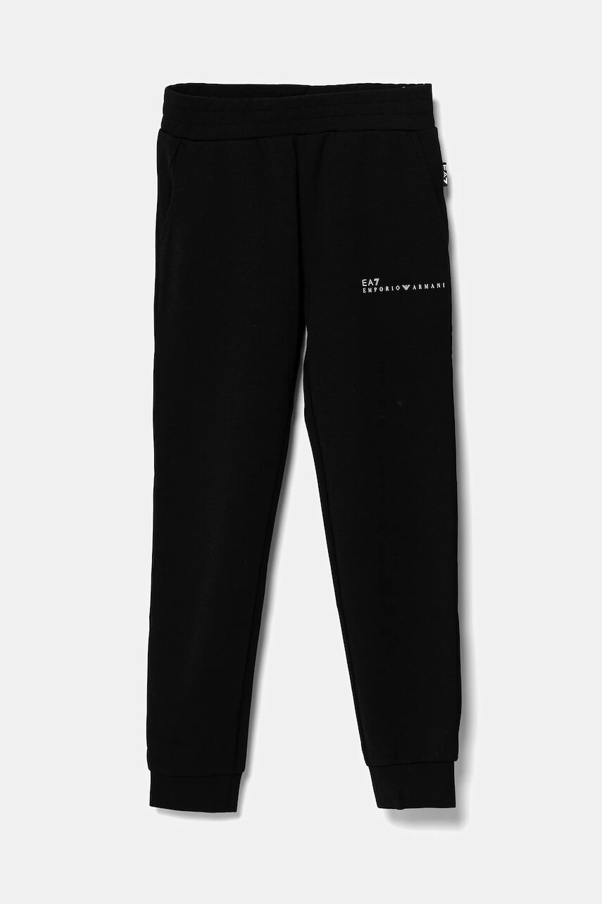 Detské tepláky EA7 Emporio Armani čierna farba, s potlačou, 7G000039 AF12501