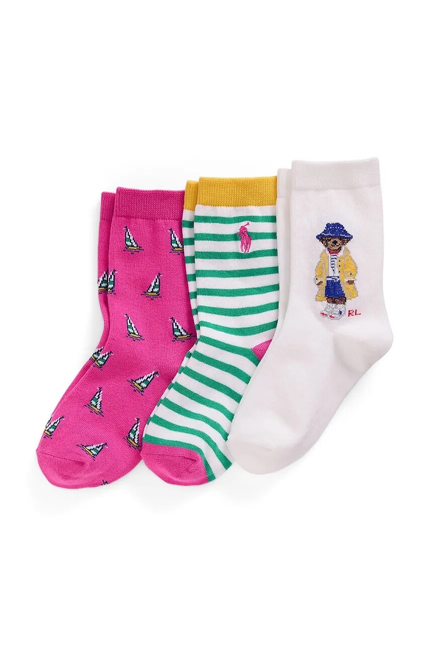 Detské ponožky Polo Ralph Lauren 3-pak ružová farba, 447969097001