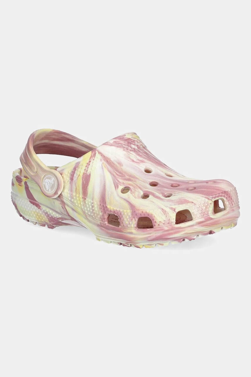 Šľapky Crocs CLASSIC GLOW MARBLED CLOG KIDS ružová farba, 210718