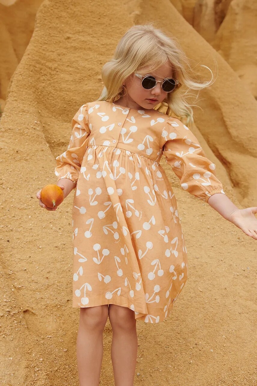 Dievčenské bavlnené šaty Liewood Ariana Printed Dress oranžová farba, mini, áčkový strih, LW19806